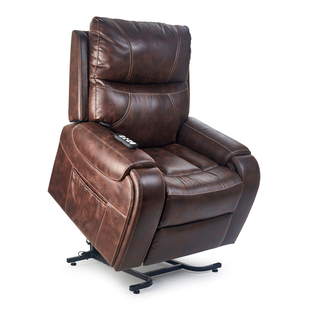 Golden Technologies Titan Luxury Reclining Power Lift Chair - Built in Table - Graphite in lifted position